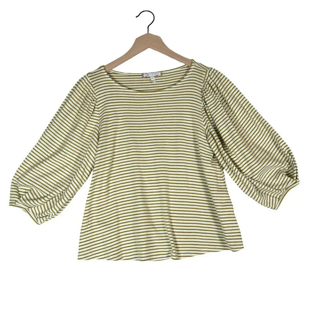 Eri + Ali Striped Puff Sleeve Top XS Cottagecore Preppy